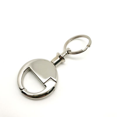 Zilverkleurige terugtrekbare sleutelhanger met logo aanpassing in zilverkleur