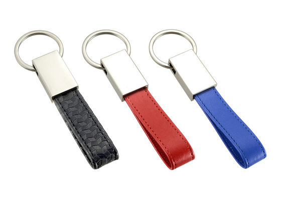 Pu-het Zinklegering Debossed Logo Mini Key Holder Leather Strap van Leer Zeer belangrijke Kettingen