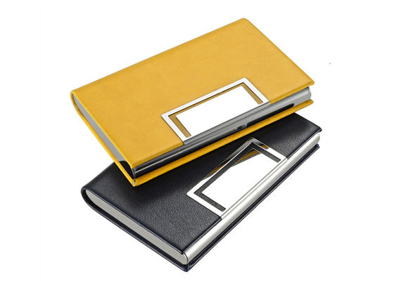Van de de Naamkaart van het luxepu Leer de Magnetische Houder Debossing Logo Metal Card Case Wallet
