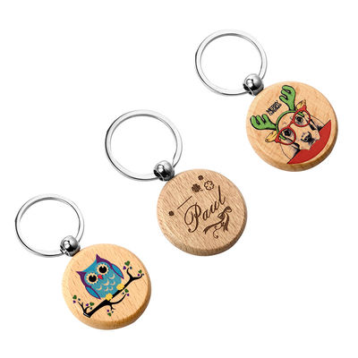 Gepersonaliseerde Houten die Keychains met Naam om Sublimatiesleutelring wordt aangepast