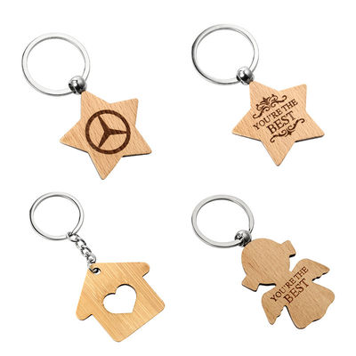 Gepersonaliseerde Houten die Keychains met Naam om Sublimatiesleutelring wordt aangepast