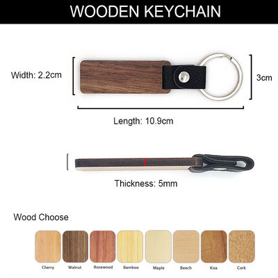 De klantgerichte Gravure van Leer Houten Keychains - OkkernootBeukehout