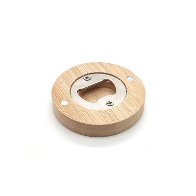 De magnetische Flesopener van het Bamboemetaal - Ronde Houten Koelkastmagneet