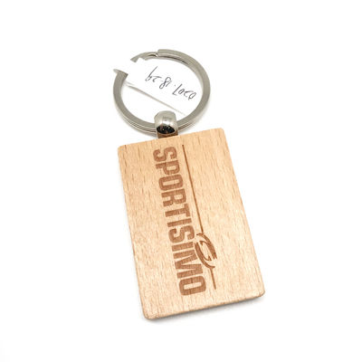 Natuurlijke houten sleutelketting gegraveerd met gepersonaliseerd ontwerp