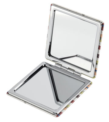 Dubbelzijdige 1x/2x PU ronde zakspiegel met logo Compact verkrijgbare kleur