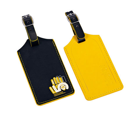 Rectangle PU / Aluminium bagage tag Custom Print Fits verschillende tassen met beveiligde Buckle Strap