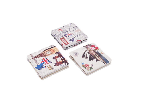 Vierkant het Leerabs van Mini Cosmetic Pocket Mirror Pu Digitaal Drukpatroon
