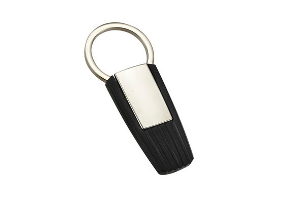 ABS sluit de Plastic Trekkracht apart het Metaal Logo Keychain Silver Electroplating van het Houderstrapezoïde