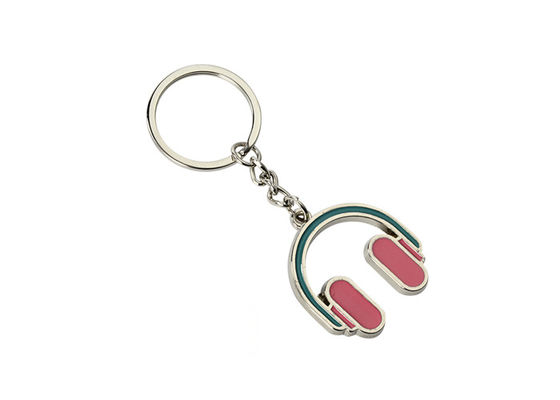 Roze het Email Zeer belangrijke Kettingen Mini Advertising Gift Keyring van het Hoofdtelefoonijzer