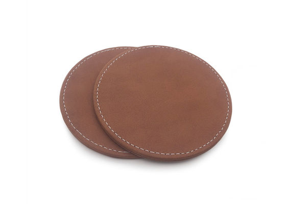 Het Leer Bruine Pantone van Debossedlogo drink coasters with logo Pu