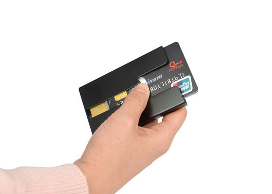 Het open van de de Portefeuillehouder van de AluminiumCreditcard Aangepaste Embleem Rechthoek