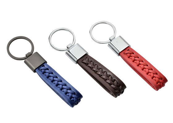 De het Leersleutel van de zinklegering Pu ketent Geweven Lanyard Braided Rope Keychain