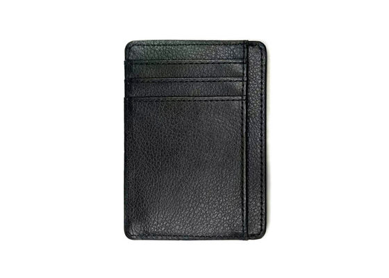 Goede prijs Rechthoekleer 97mm Zwarte Creditcardorganisator Wallet Custom Logo Card Holder 20g online