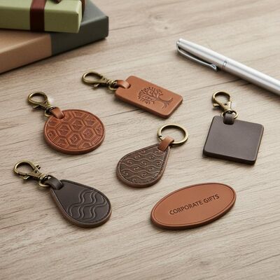 Goede prijs Lederen sleutelhangers met aangepast patroon, klassieke stijl, duurzame, stijlvolle accessoires voor bedrijfscadeaus en artikelen online