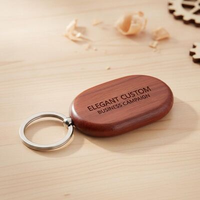 Goede prijs Personalisatie Gegraveerde houten sleutelhanger Gepolijste afwerking Elegant aangepast product Perfect voor zakelijke marketingcampagnes online