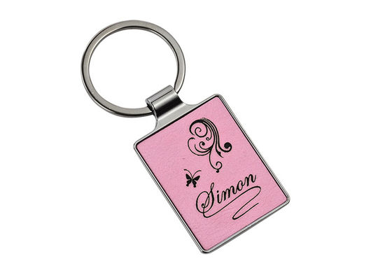 Goede prijs Lasergravure Logo Leather Key Chains 55mm 4mm Roze Zeer belangrijk Ring Advertising online