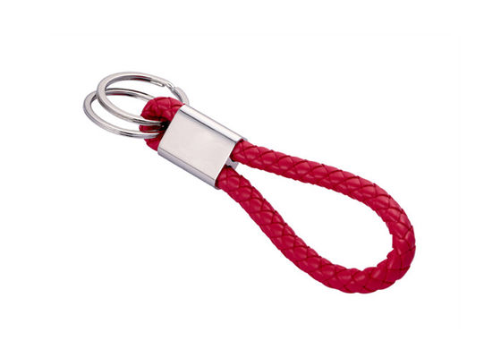 Goede prijs 10mm Pu Gevlechte Leer Zeer belangrijke Kettingen Debossing Logo Car Key Ring Holder online
