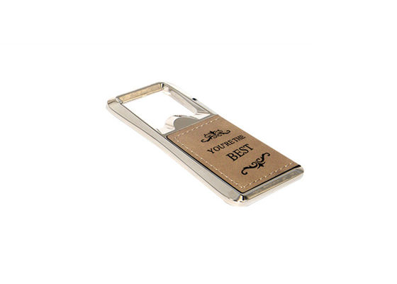Goede prijs Van het het Leerzink van laserlogo metal bottle opener Pu de Legeringsrechthoek online