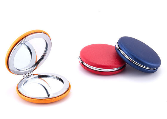 Goede prijs De vouwbare Pu-ABS Kosmetische Compacte Spiegel van de de Zakmake-up van de Spiegelmakaron online
